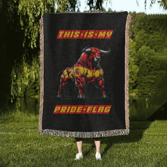 This is my pride flag Spain Woven Blankets