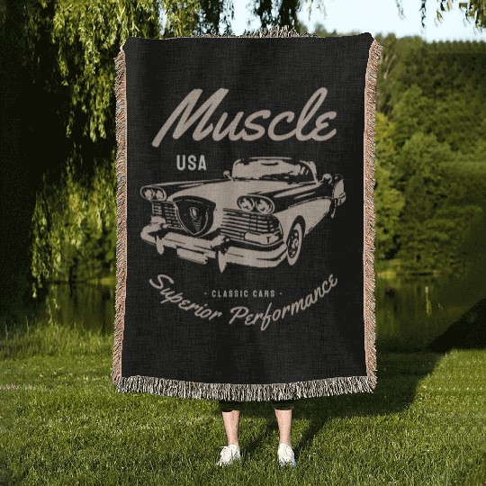 Muscle car superior performance Woven Blankets