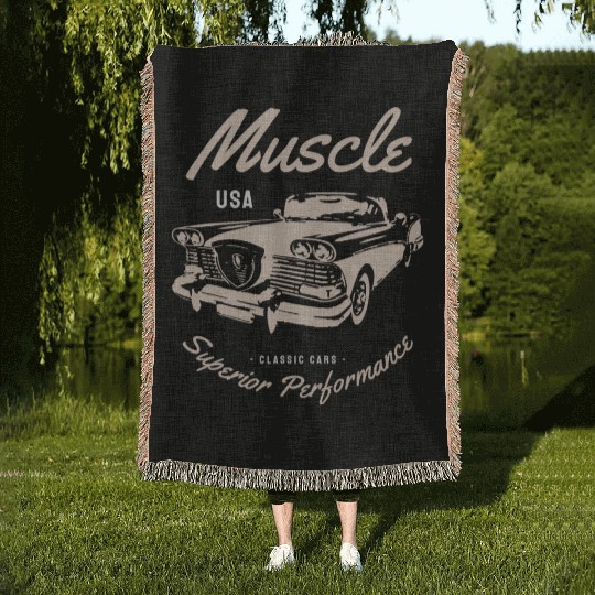 Muscle car superior performance Woven Blankets