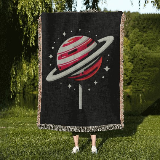 Saturn Planet Lollipop Woven Blankets
