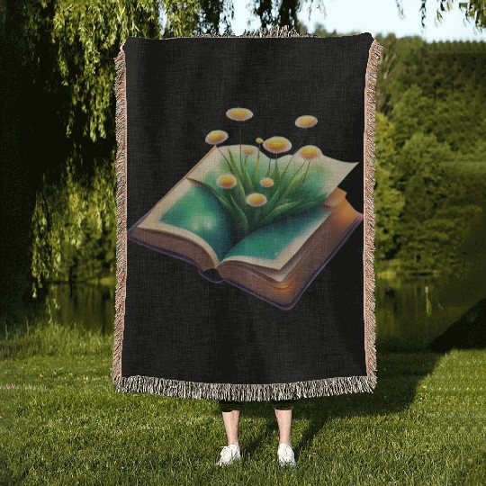 Book and Flower Woven Blankets