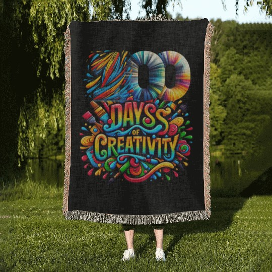 School Woven Blankets, 100 Days Of Creativity Colorful