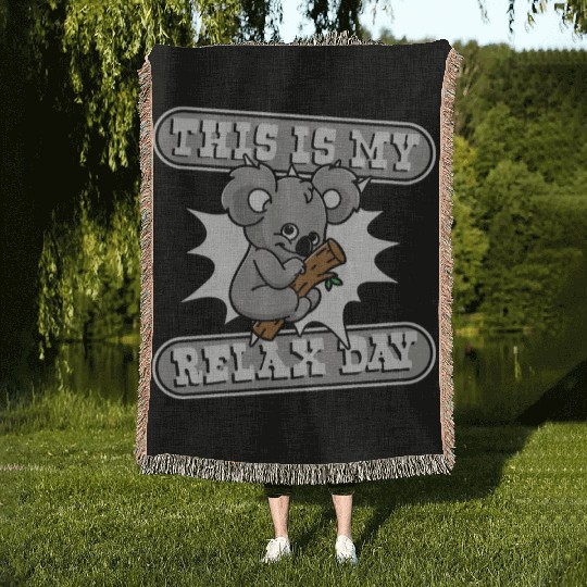 This Is My Relax Day Koalabear Eucalyptus Lover Woven Blankets