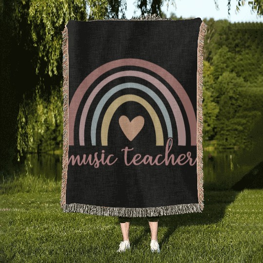 Music Teacher I - Boho Rainbow Woven Blankets