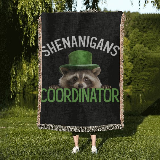 Shenanigans Coordinator Cute Raccoon Funny Woven Blankets