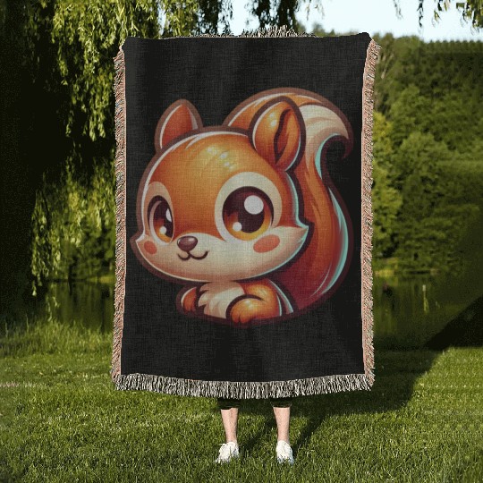 Cute Head Sport Squirrel Animal Lover Design Woven Blankets