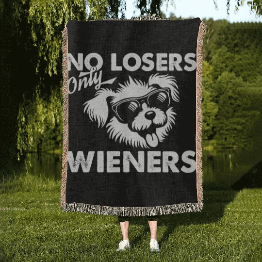 No Losers Only Wieners Dog Woven Blankets