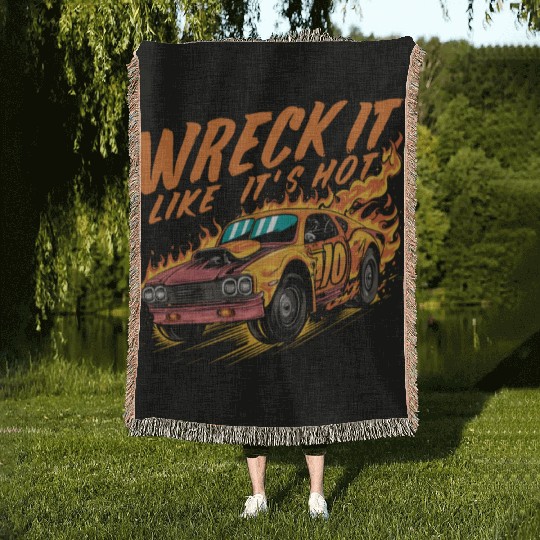 Demo Derby Demolition Derby Demolition Derby Lover Woven Blankets