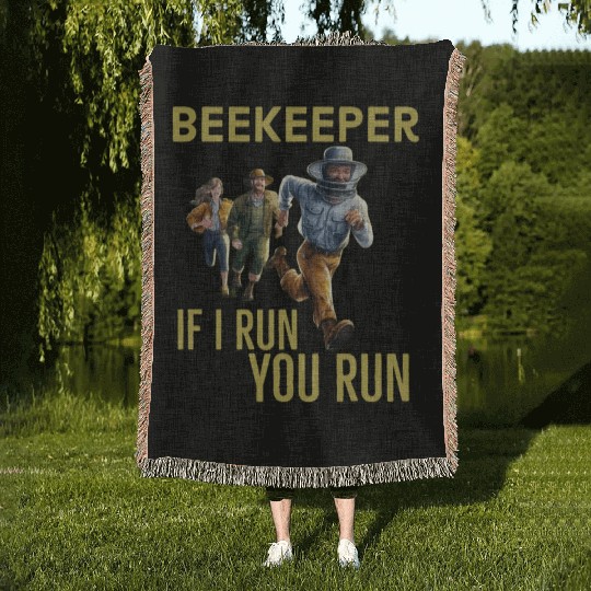 Cool Beekeeper If I run You run design for beekeep Woven Blankets