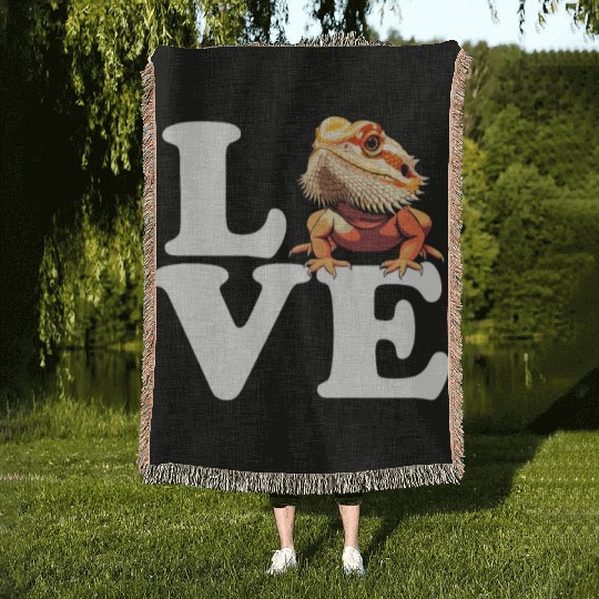 I love bearded dragon, reptile bearded Woven Blankets