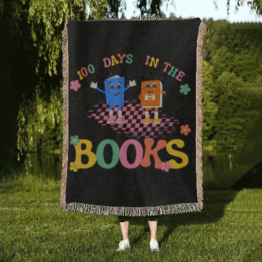 100 Days in the Books Reading Teacher Woven Blankets