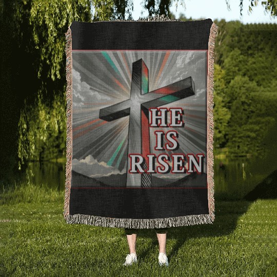 Cross, He is Risen - 2 Woven Blankets