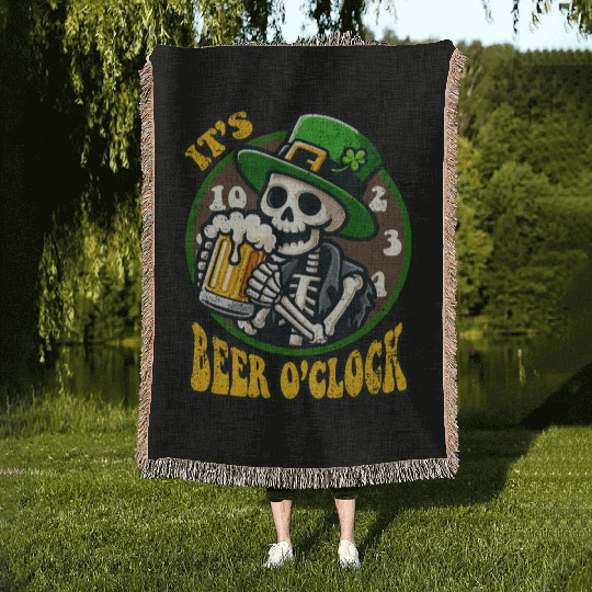 ITS BEER O CLOCK ST PATRICKS DAY Woven Blankets