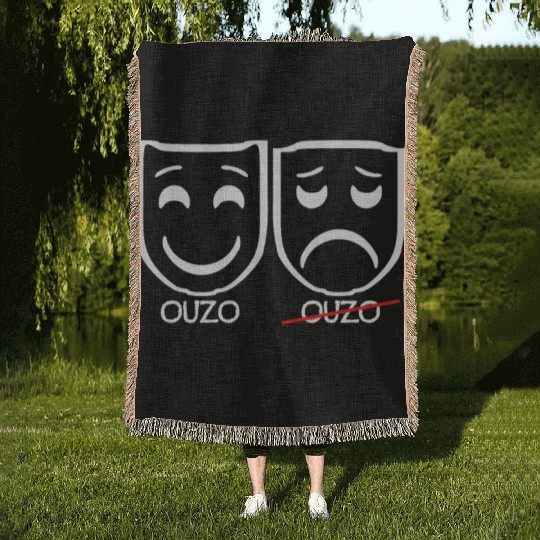 Funny Sad Masks Ouzo Funny Gifts Woven Blankets