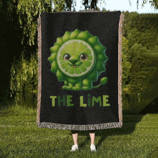 the lime,funny lion Woven Blankets