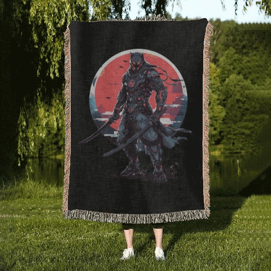Anime Panther -Krieger Samurai Katana Woven Blankets