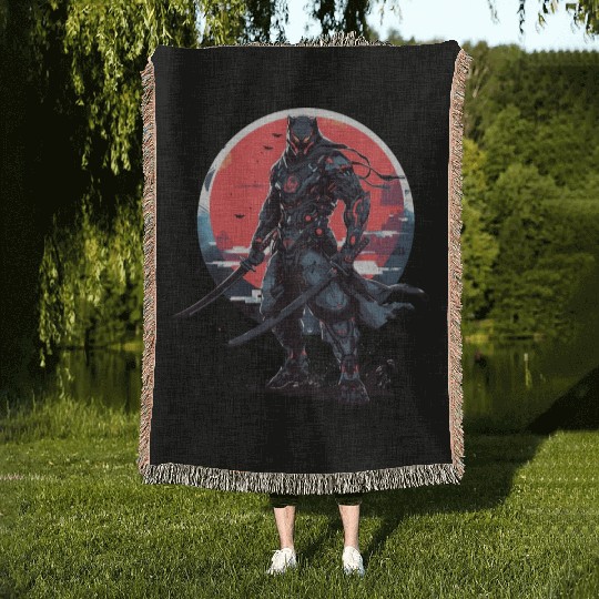 Anime Panther -Krieger Samurai Katana Woven Blankets