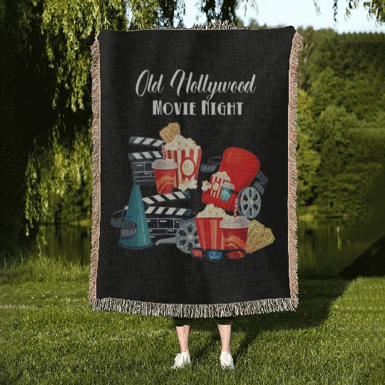 Popcorn Vintage Movie Night Woven Blankets