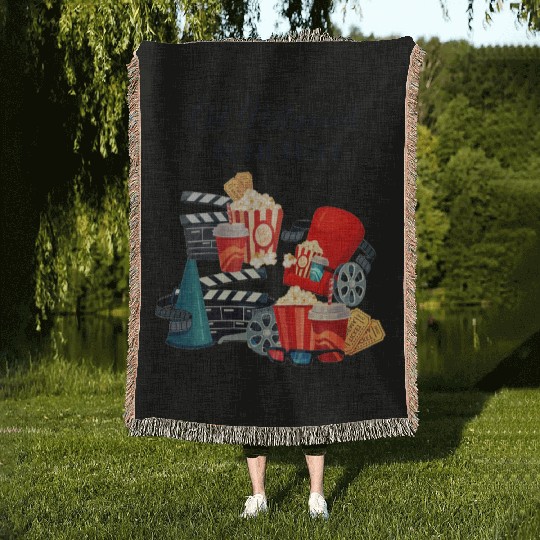 Popcorn Vintage Movie Night Woven Blankets