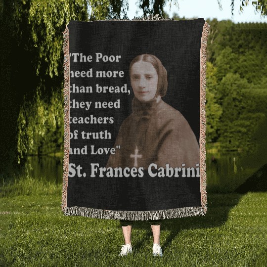St Frances Cabrini Catholic Saint Woven Blankets
