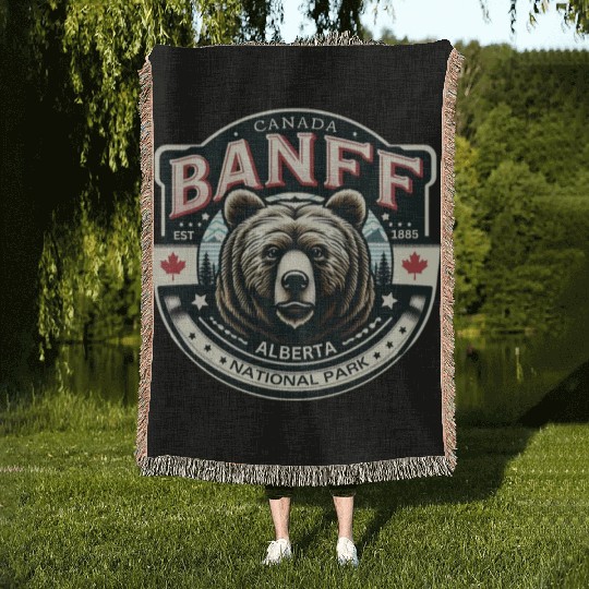 Banff National Park, Alberta Canada grizzly bears Woven Blankets