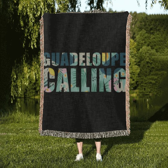 Guadeloupe Calling Tropical Guadeloupe Souvenir Woven Blankets