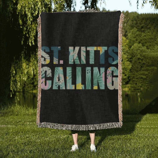 St. Kitts Calling Tropical Vibes Souvenir Woven Blankets