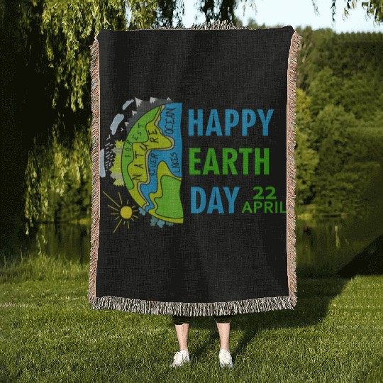 happy earth day april 22 Woven Blankets