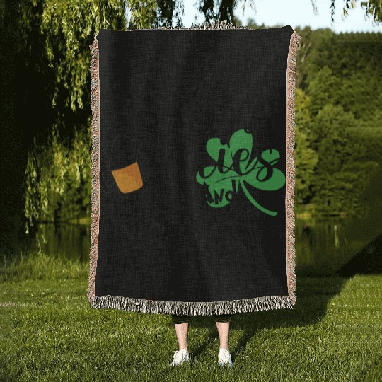 St. Patrick's Day Beer and Shamrock Design Woven Blankets