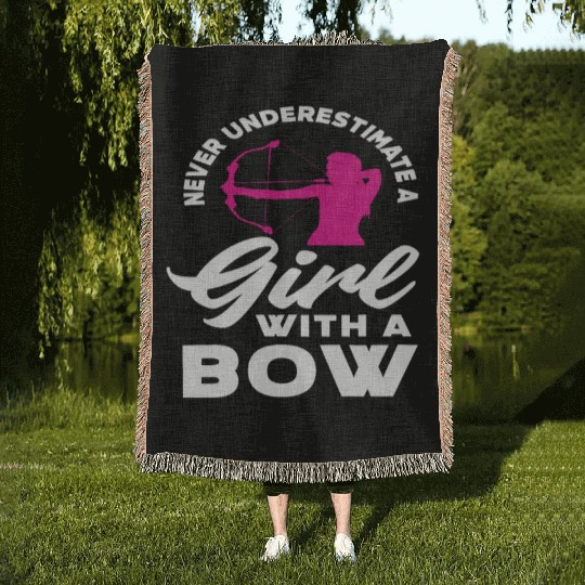 Woman Girl Hobby Archery Woven Blankets