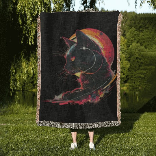 Solar Eclipse with Cat Woven Blankets