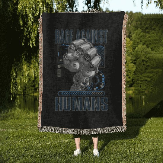 Rage Against Humans Robotics Engineer Programmer Woven Blankets