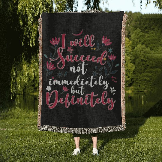 Success Affirmation Floral Motivational Mindset Po Woven Blankets