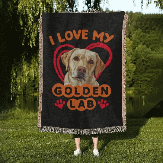 Golden Labrador I LOVE MY GOLDEN LAB Owners Woven Blankets