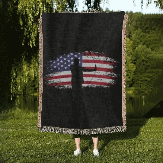 Archery Bow America USA Woven Blankets