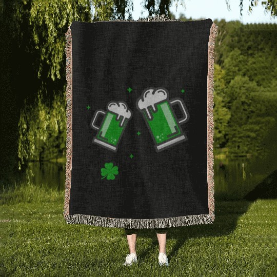 Cheers Fuckers St Patrick's Day Funny Men Beer Woven Blankets
