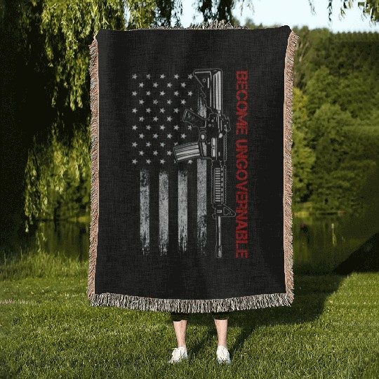 Become Ungovernable American USA Flag Woven Blankets