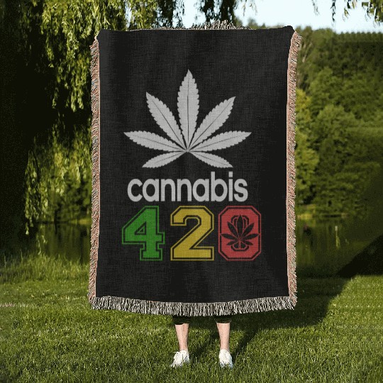 Humorous 420 Authentic Herb Weed Marijuana Design Woven Blankets