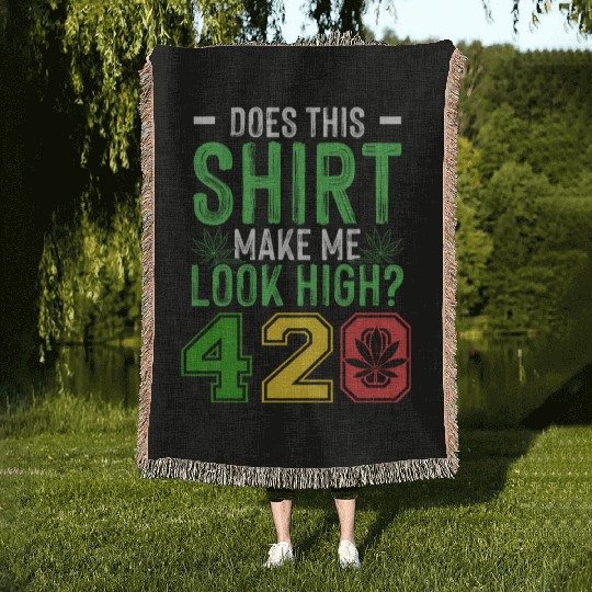 Uproarious 420 Good Herb Weed Marijuana Design Woven Blankets