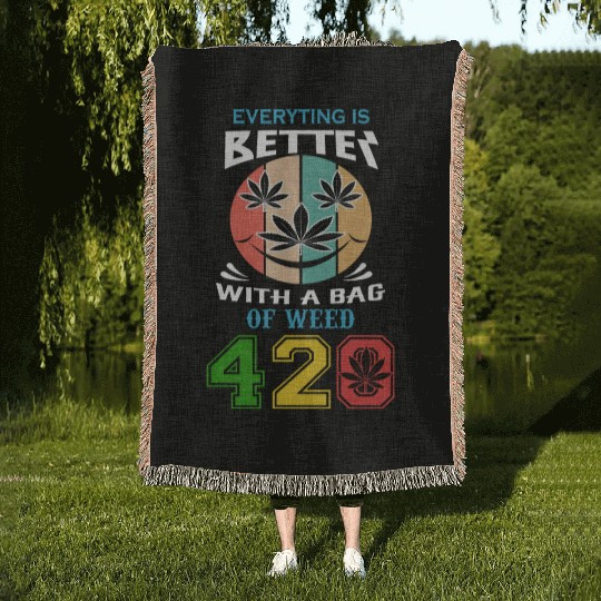 Comic 420 Better Herb Weed Marijuana Design Woven Blankets