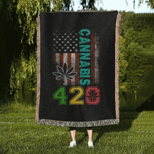 Amusing 420 American Herb Weed Marijuana Design Woven Blankets