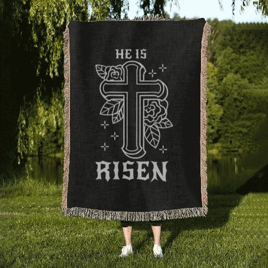He Is Risen Easter Jesus Resurrection Christian Woven Blankets