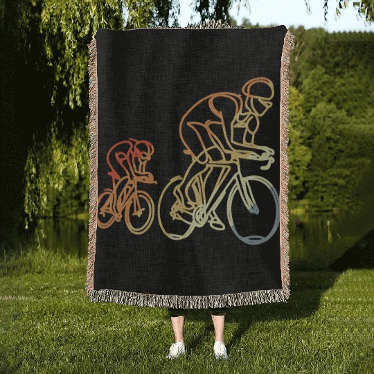 Cycling Retro Style Woven Blankets