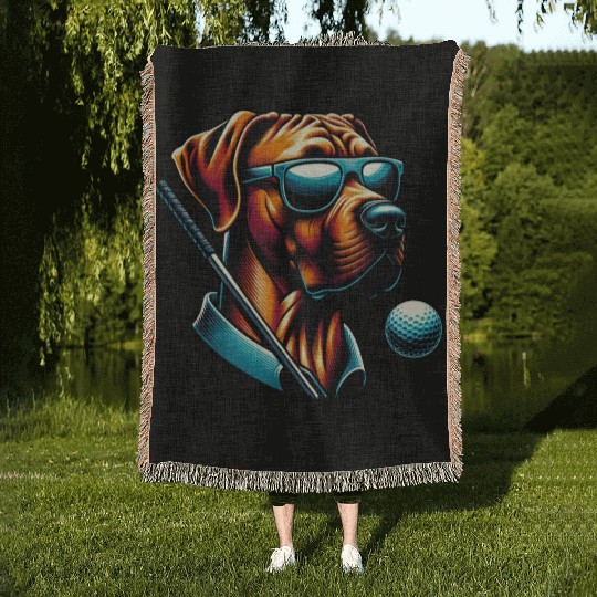 Rhodesian Ridgeback Golfer Golf Course Dog Owner Woven Blankets