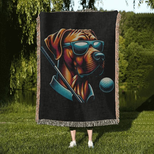 Rhodesian Ridgeback Golfer Golf Course Dog Owner Woven Blankets