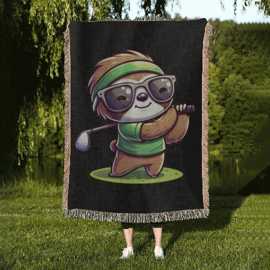 Sloth Golfer Golf Course Owner Woven Blankets