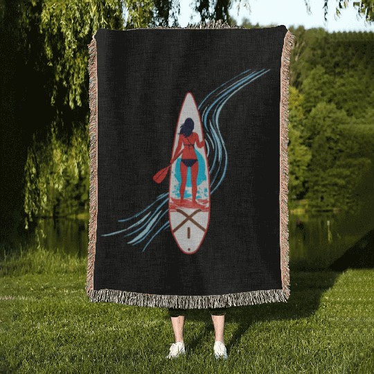 Paddleboard Paradise: A Tropical Escape Woven Blankets