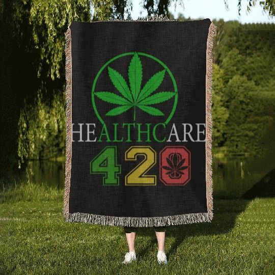 Silly 420 Healthy Herb Weed Marijuana Design Woven Blankets