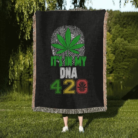 Slapstick 420 Herb In My DNA Weed Marijuana Design Woven Blankets