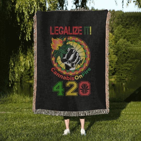 Comedic 420 Legal Herb Weed Marijuana Design Woven Blankets